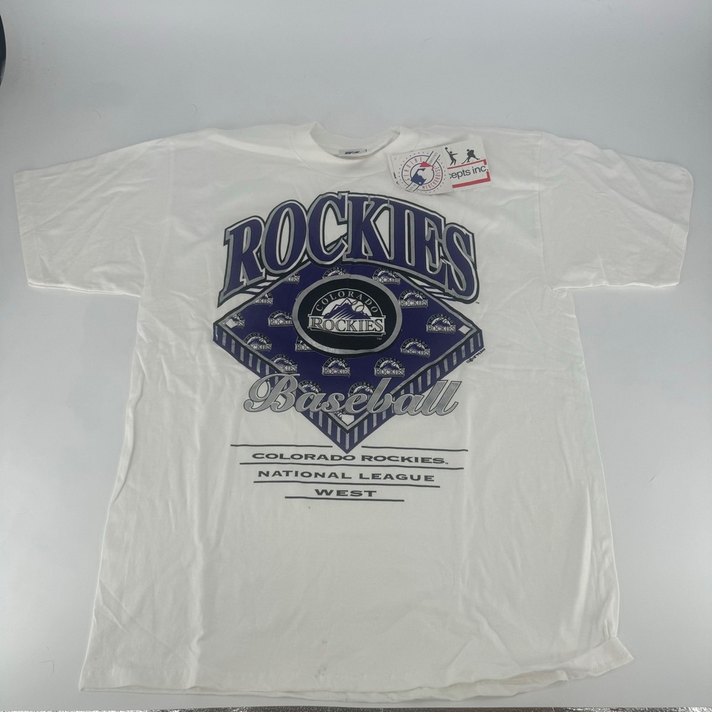 Vintage 1993 Colorado Rockies MLB T-Shirt College Concepts White XL NWT 90s